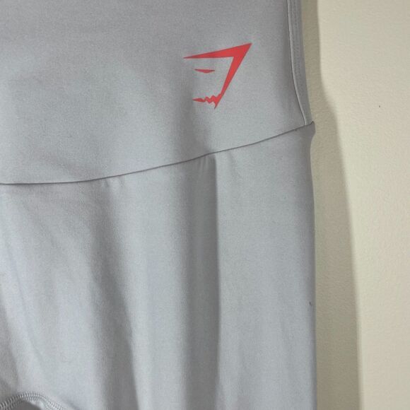 Gymshark Light Gray Leggings Workout Size Small Athleisure Stretchy Logo - Picture 6 of 9